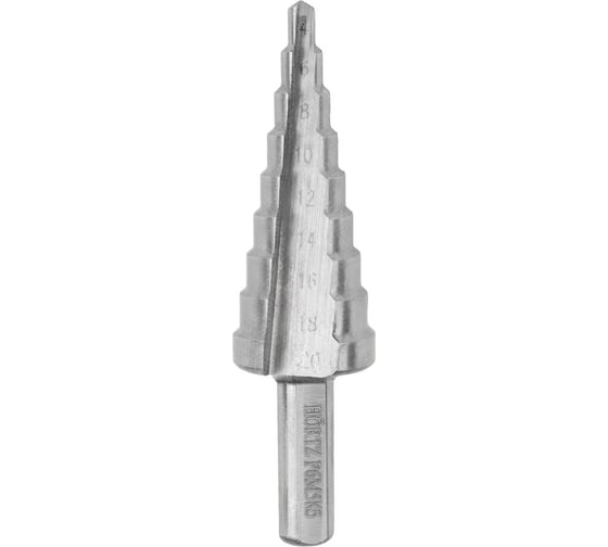 Изображение товара Сверло ступенчатое Hortz 4-20 ст.9 (dхв=8,0, Р6М5K5) (4,6,8,10,12,14,16,18,20) HORTZ 1159176
