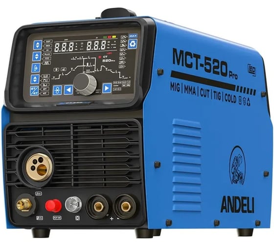 Изображение товара Инверторный сварочный аппарат многофункциональный ANDELI MCT-520 PRO MIG/MMA/CUT/TIG/COLD/AL ADL20-606