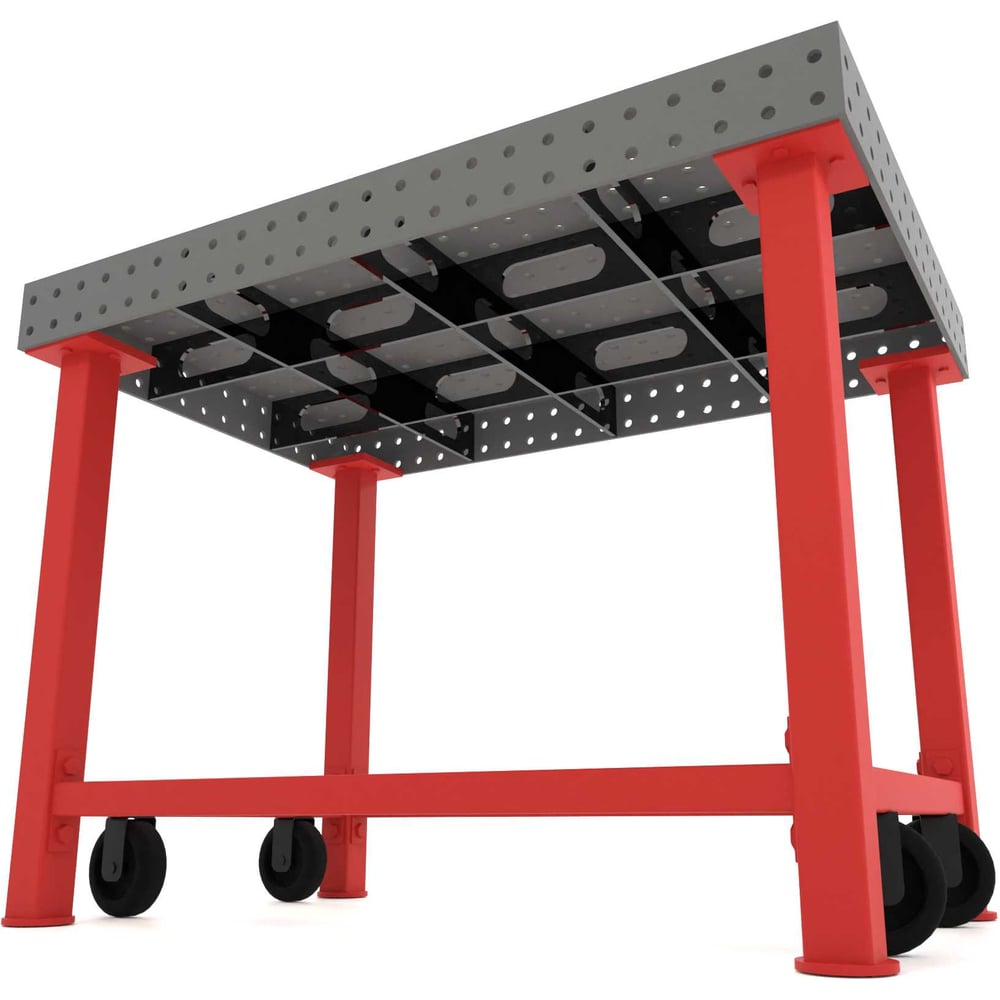 Сварочный стол Flamet 800x1200 profi 10 мм подстолье с перемычками и колесами КPBK-800x1200-10