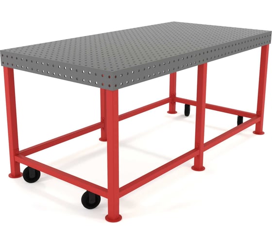 Изображение товара Сварочный стол Flamet 1000х2000 Optima 8 мм подстолье с перемычками и колесами КPBK-1000x2000-8