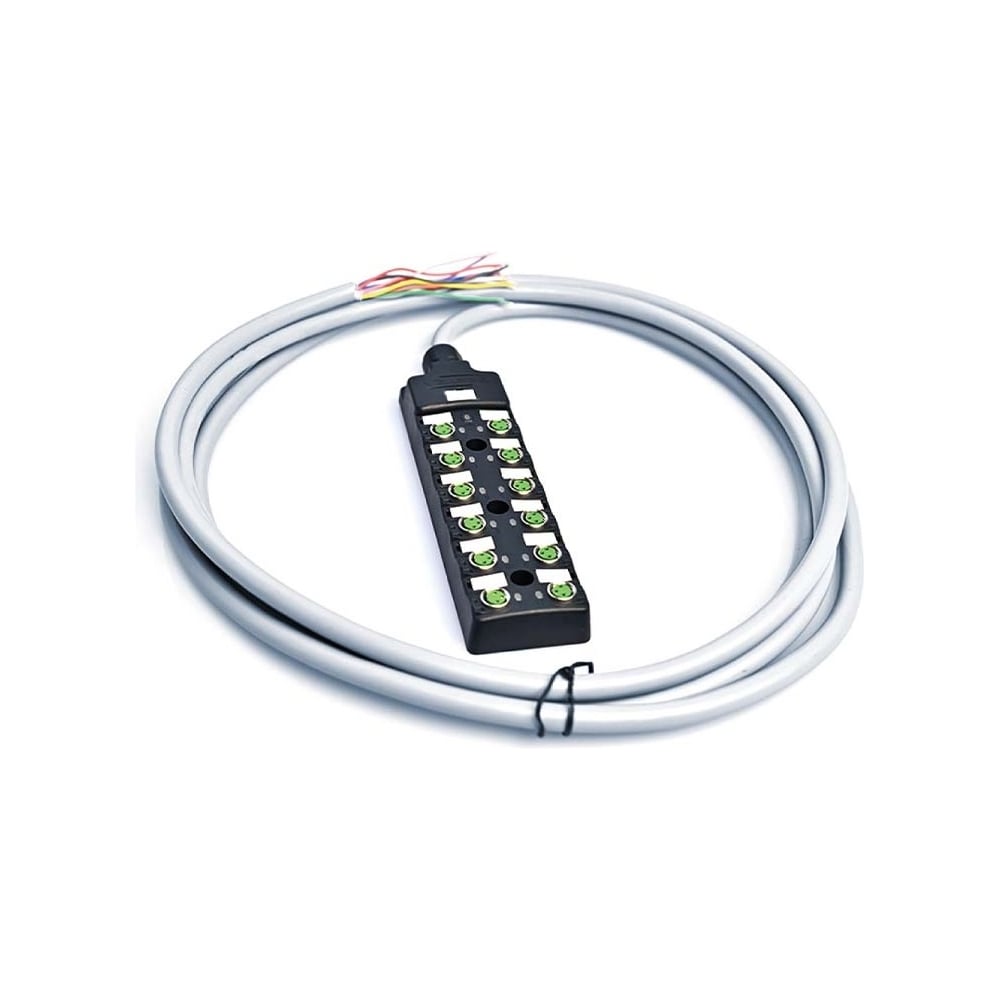 Распределительная коробка VELLEDQ M8-A3-12K3-3.0PVC/GY разъем М8, портов 12, сигнал универсальный, кабель ПВХ серый 3м 08-00034597