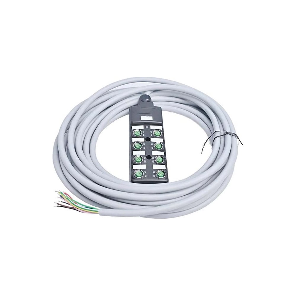 Распределительная коробка VELLEDQ M12-A3-8K5N-3.0PVC/GY разъем М12, портов 8, 5pin, NPN, кабель ПВХ серый 3м 08-00034450