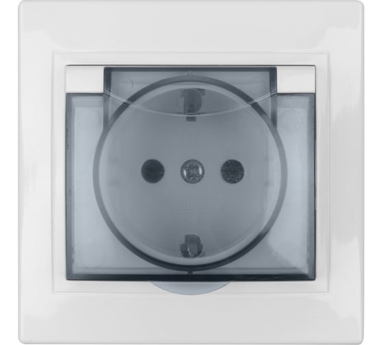 Изображение товара Розетка TDM ELECTRIC Таймыр 2П+З, с крышкой, 16А, 250В, IP44, белая, бакелит, пром.упак. SQ1814-0590