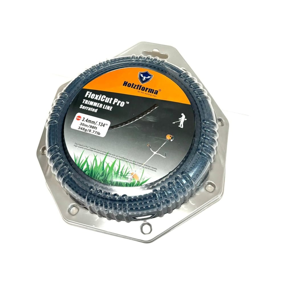Изображение товара Леска для триммера Holzfforma FlexiCut Pro 3.4мм/30м, зубчатая, синяя Изображение товара Леска для триммера Holzfforma FlexiCut Pro 3.4мм/30м, зубчатая, синяя