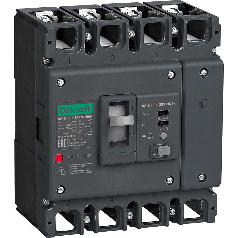 Изображение товара Автоматический выключатель Dekraft ВА-303Rc Inst 3Pol 160А 50кА