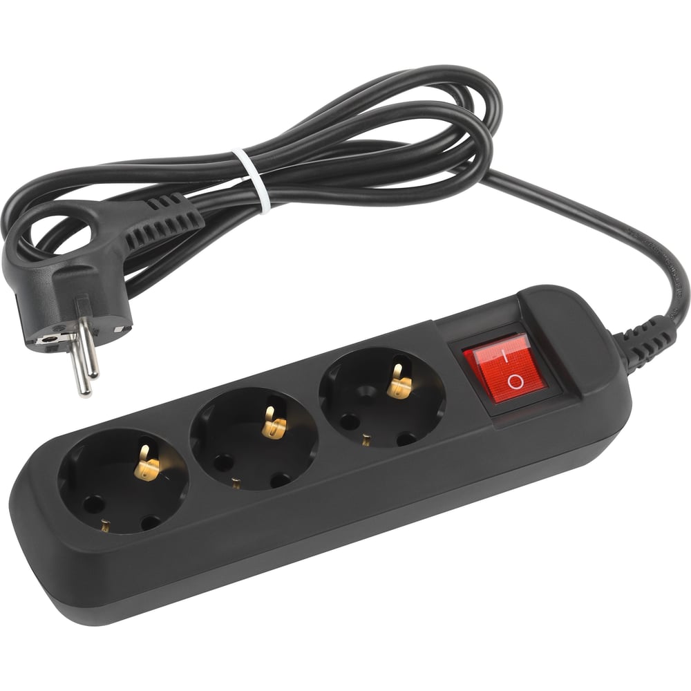 Изображение товара Удлинитель электрический Intro UES350B с заземлением с выключателем 3 розетки 5 м ПВС 3x0, 75мм2 10А Б0056945