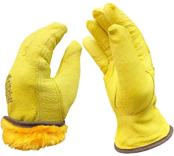 Изображение товара Перчатки Master-Pro® мужские, кожаные с меховой подкладкой ПРОФИ (ДРАЙВЕР-К2-ЗИМА), водительские, размер 11, 1 пара 9085-GLDW2(11)-PU/TU-1