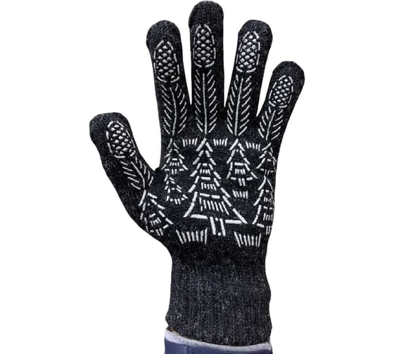 Изображение товара Перчатки Master-Pro® мужские, плотные полушерстяные с ПВХ покрытием РУССКИЙ ЛЕС (ЗИМА), плотность 10/10, 1 пара 10907-RF1-1-PU/TU