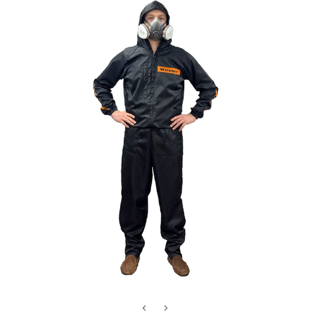 Костюм защитный WALCOM из полиэфирной ткани, куртка и брюки, чёрный, 110 г/м², размер XL JPC-186-BL-XL