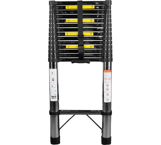 Изображение товара Лестница телескопическая ПОЛЕСАД из нержавеющей стали, Комфорт, 5.9 м, масса 17.4 кг, нагрузка до 150 кг, 15 ступеней, упаковка 1/27 027610