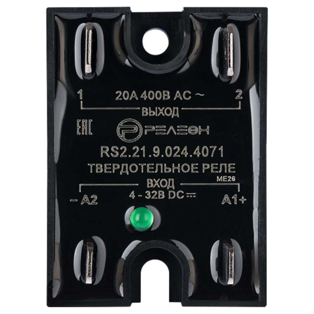 Изображение товара Твердотельное реле Релеон вход 24в Dc 20А, 48-440В ac, монтаж на DIN-рейку