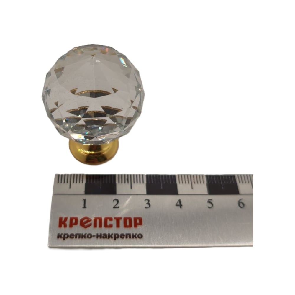 Ручка-кнопка мебельная Крепстор РК-1006 D25 прозр./золото, 1 шт. 4665317040116