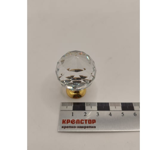Изображение товара Ручка-кнопка мебельная Крепстор РК-1006 D25 прозр./золото, 1 шт. 4665317040116