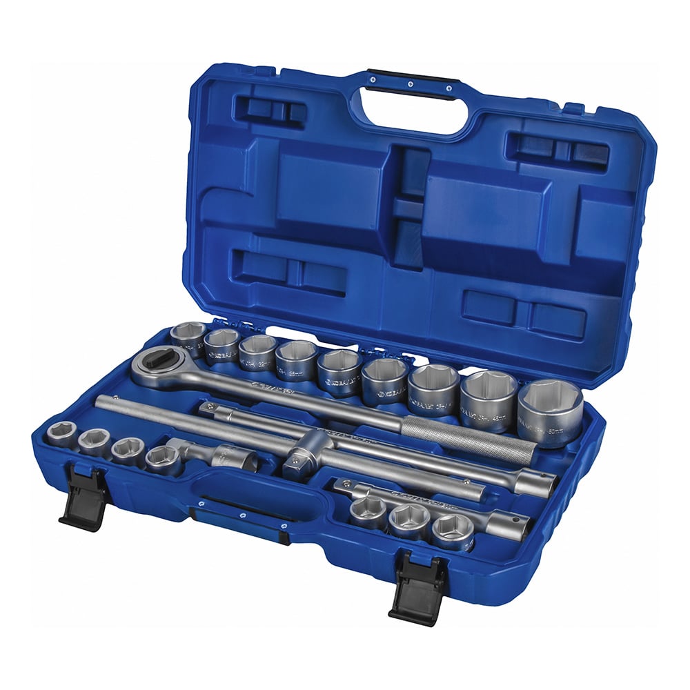 Изображение товара Набор головок торцевых с трещоткой КОБАЛЬТ 3/4, 21 предмет CR-V, кейс