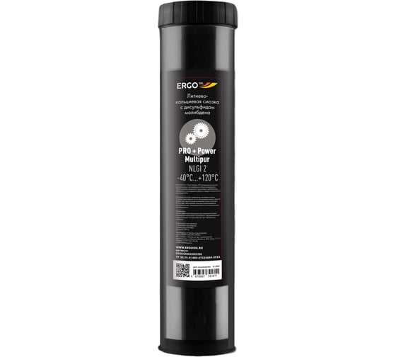 Изображение товара Литиевая смазка ERGOOIL Pro + Power Multipur EP2 универсальная высокопрочная смазка с литиево-кальциевым загустителем и дисульфидом молибдена (3_) (туб 20х0,40 ERGO120023003150