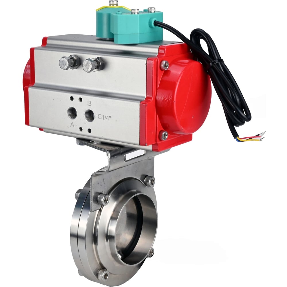Затвор дисковый DN.ru 304-304-Sil-2W-W-H Ду50 Ру10 под приварку, пищевая нерж. сталь, пневмопривод SA-065, МППП-200 D050-89253