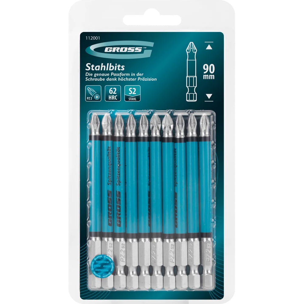 Изображение товара Бита GROSS PZ2 90мм S2 комплект 10 шт для шуруповертов