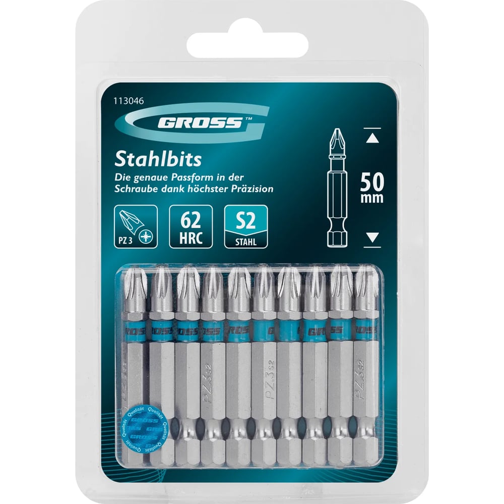 Изображение товара Бита GROSS PZ3 50мм набор из 10 шт для шуруповерта