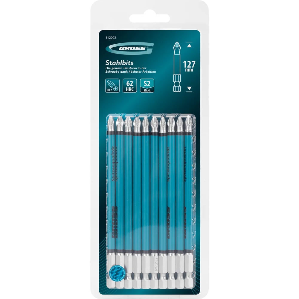 Изображение товара Бита GROSS PH2, 127мм, сталь S2, кругл., 10 шт 112002