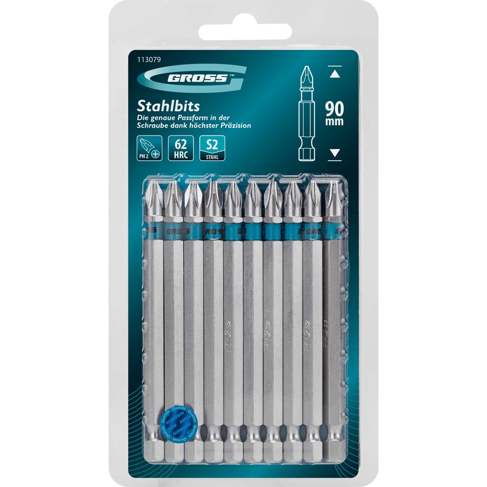 Изображение товара PH2 90 мм набор бит S2, 10 шт, магнитный хвостовик 1/4"