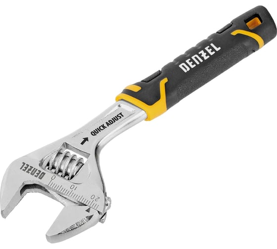 Изображение товара Ключ разводной Denzel 150мм, раскрытие до 23мм, CrV, с быстрым сбросом, кованый, TPR рукоятка 15741