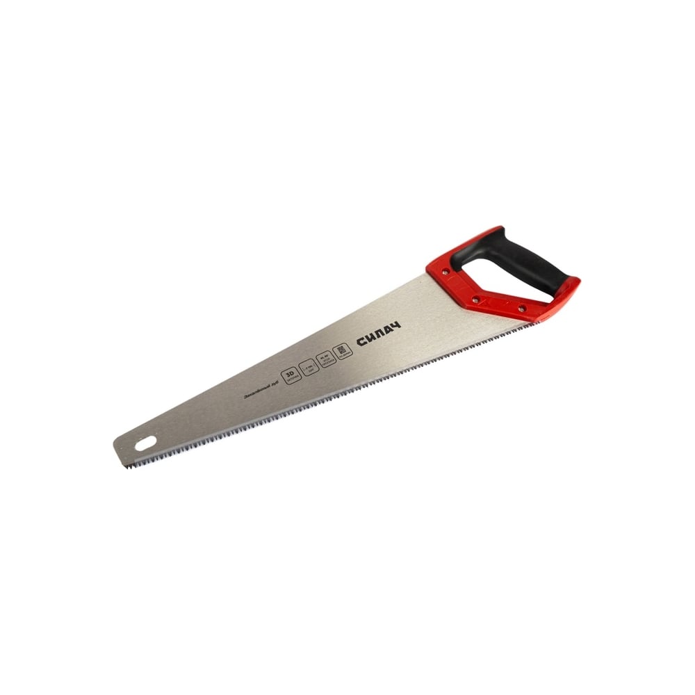 Изображение товара Ножовка по дереву СИЛАЧ 450мм, 7 TPI, универсальная, средний калёный зуб, 3D-заточка, 2х комп рук-ка (12/48) 027259