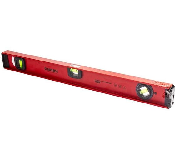 Изображение товара Уровень СИЛАЧ 600мм, строительный усиленный, с поворотным глазком, РЕЛЬС (1/60) 026847