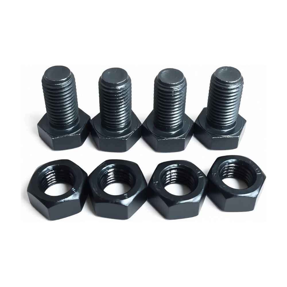 Изображение товара Болт высокопрочный 23 Болта к.п.10.9 с гайкой 12х40 DIN933 чёрный, 4 шт бпр10912407798/г10м12934ф4