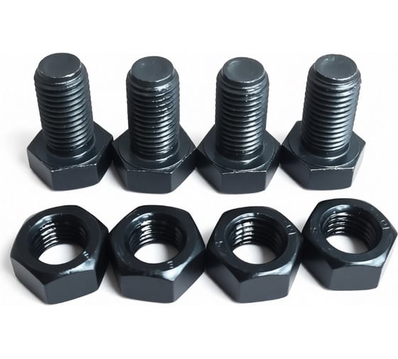 Изображение товара Болт высокопрочный 23 Болта к.п.10.9 с гайкой 12х40 DIN933 чёрный, 4 шт бпр10912407798/г10м12934ф4