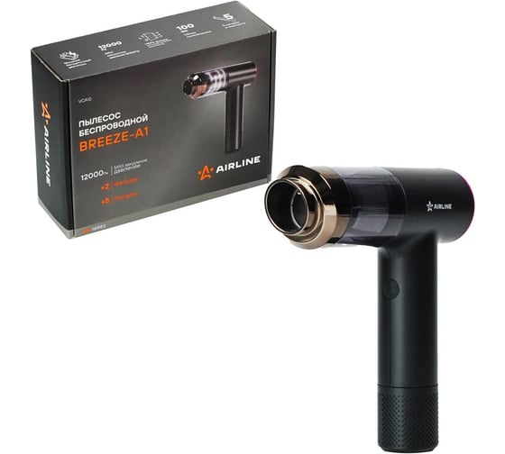 Изображение товара Пылесос аккумуляторный (беспроводной) Airline BREEZE-A1 12000PA PRO в сумке (70W, 0.1л, 12000PA, 2000 mAh) VCA12
