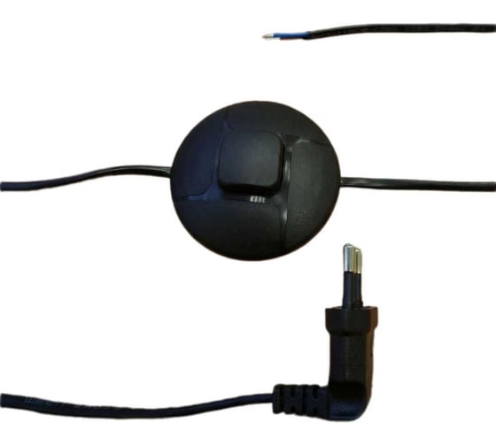 Изображение товара Шнур сетевой с ножным выключателем и угловой вилкой СПб УПП-5 ШВВП 2х0.5-25-2 м, черный 99928115