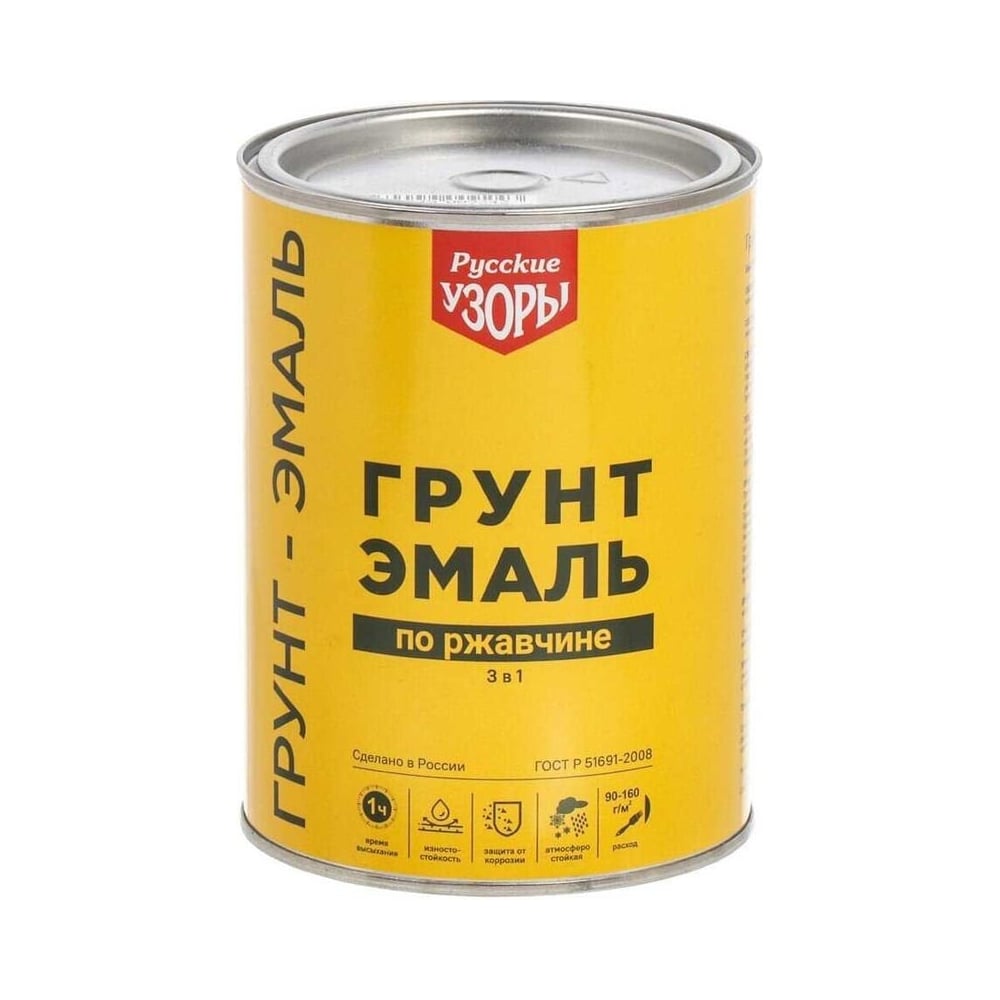 Изображение товара Грунт-эмаль 3 в 1 Русские узоры для металла и поверхностей 0.9 кг зеленая