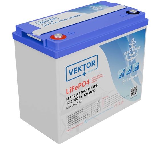 Изображение товара Аккумуляторная батарея Vektor Energy LFP 12.8-100 MARINE 68625