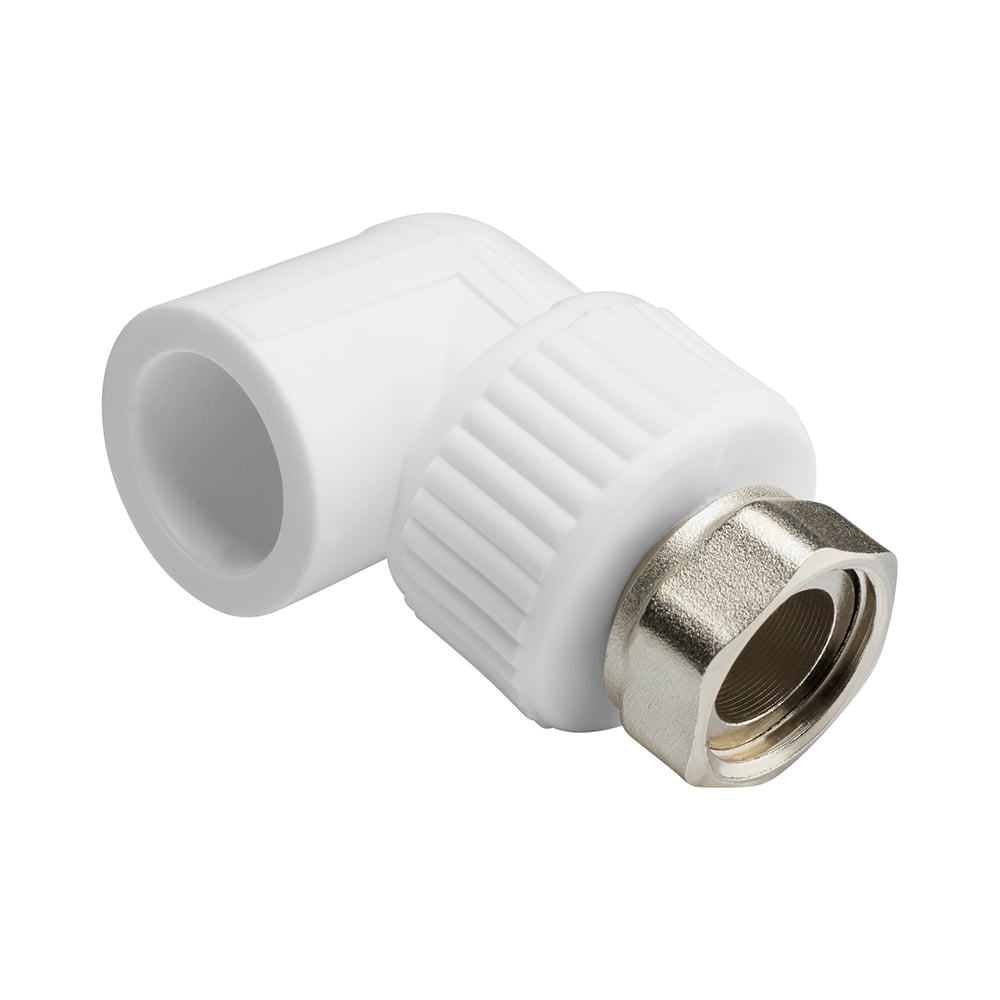 Изображение товара Белый уголок Imperial 25-1 для труб ППР из полипропилена и латуни 90 градусов