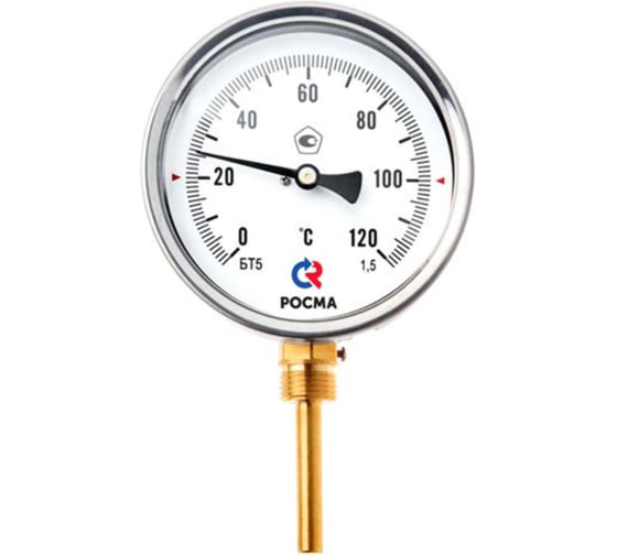 Изображение товара Термометр РОСМА БТ-52.211 (-30-70C) L=300 G1/2 1.5 биметаллический 100мм, радиальный, гильза латунь D070-08701