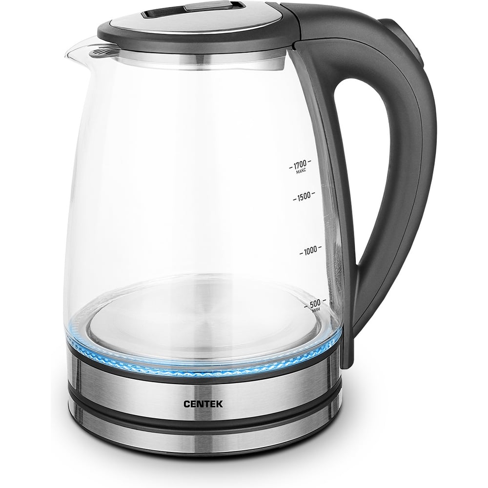 Изображение товара Чайник Centek стекло 1.7л 2200Вт LED подсветка защита от включения без воды