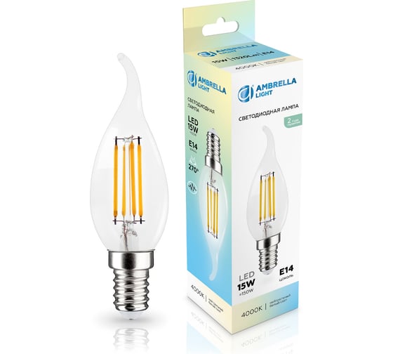 Изображение товара Лампа светодиодная Ambrella Light Filament LED CF35 15W E14 4000K 220-240V 351524