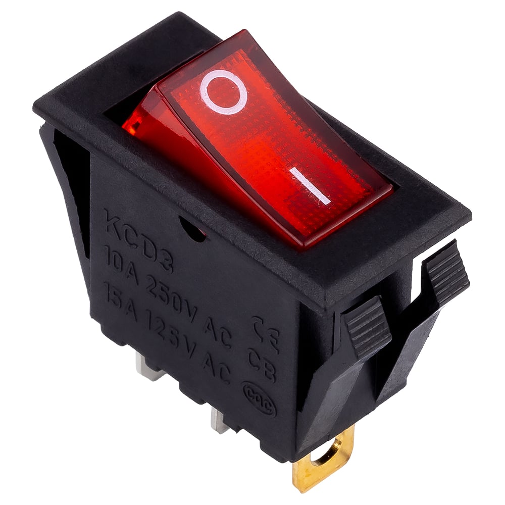 Изображение товара Выключатель клавишный SMARTBUY 250В 16А красный с подсветкой SBE-16-S34r