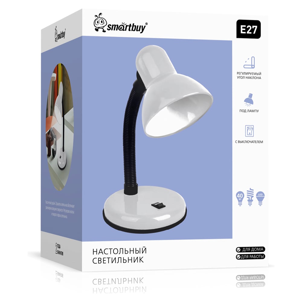 Изображение товара Настольный светильник Smartbuy Е27 белый SBL-Desk-White