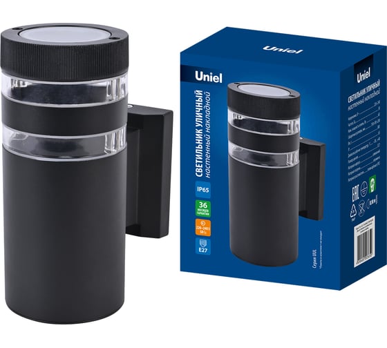 Изображение товара Светильник уличный архитектурный накладной Uniel, под лампу E27, 60 Вт, IP65, черный UUL-S19A 60W/E27 IP65 BLACK UL-00012920