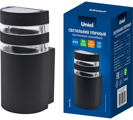 Изображение товара Светильник уличный архитектурный накладной Uniel, под лампу E27, 60 Вт, IP65, черный UUL-S15A 60W/E27 IP65 BLACK UL-00012916