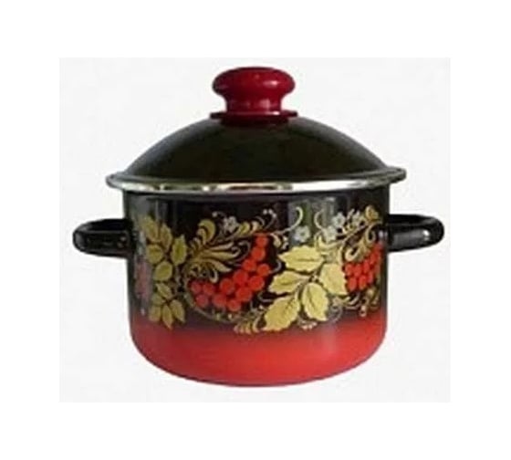 Изображение товара Эмалированная кастрюля Сибирские товары Рябинушка сферическая, 2.0 л, с ободком ТП473