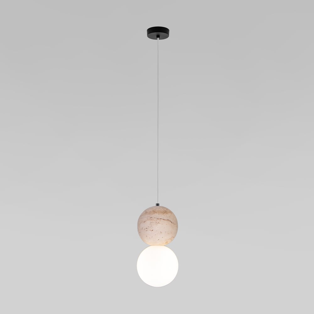 Изображение товара Подвесной светильник Eurosvet Stone из травертина минимализм стиль белый и черный