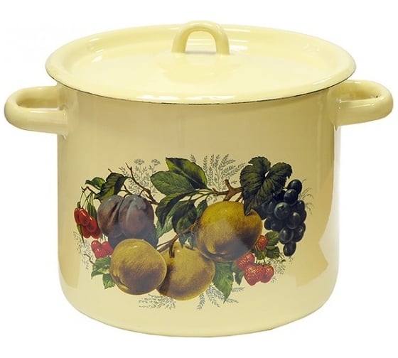 Изображение товара Кастрюля цилиндрическая Сибирские товары 5,5 л, декор в ассортименте, палевая с петлей СП1166