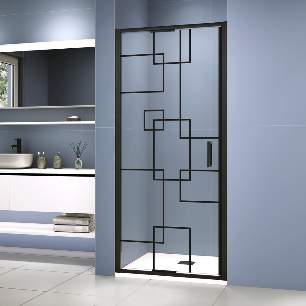 Изображение товара Душевая дверь RGW 100х200 SV-05-2-B Черная смарт линия 8 мм стекло