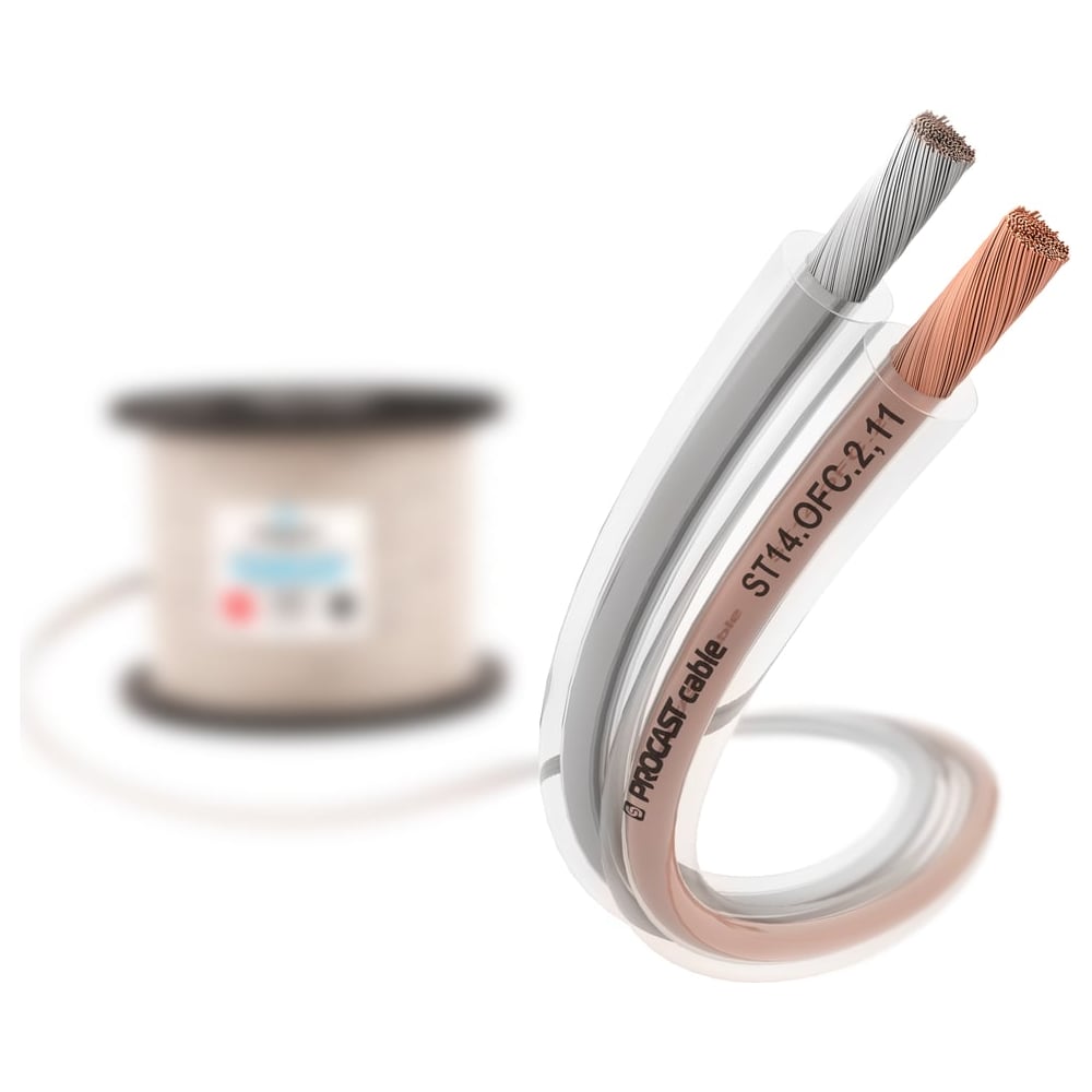 Изображение товара Плоский акустический Hi-Fi кабель PROCAST 14 AWG 3 м прозрачный