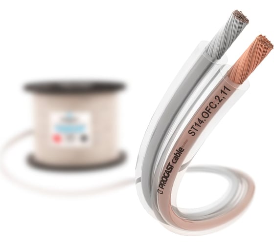 Изображение товара Плоский акустический Hi-Fi кабель PROCAST cable 14 AWG (2x2,11 мм), прозрачный, OFC медь, 3 м, STFL 14.OFC.2,11 НФ-0000955