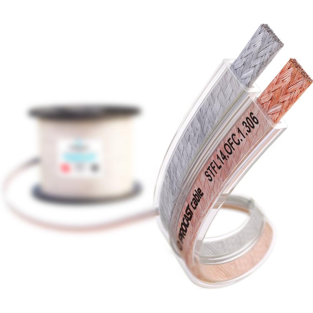 Плоский акустический Hi-Fi кабель, 16 AWG (2x1,306 мм), OFC медь, прозрачный, 5 м, STFL 16.OFC.1,306 PROCAST cable НФ-0000962