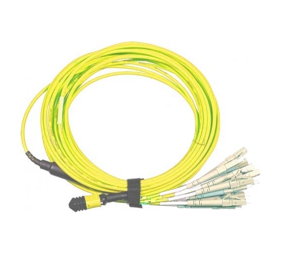Изображение товара Кабельная сборка LANMASTER MPO-12LC, 12 волокон, OS2, низкие потери, LSZH, 1 м, желтая LAN-12M-12LC/OS2-1.0