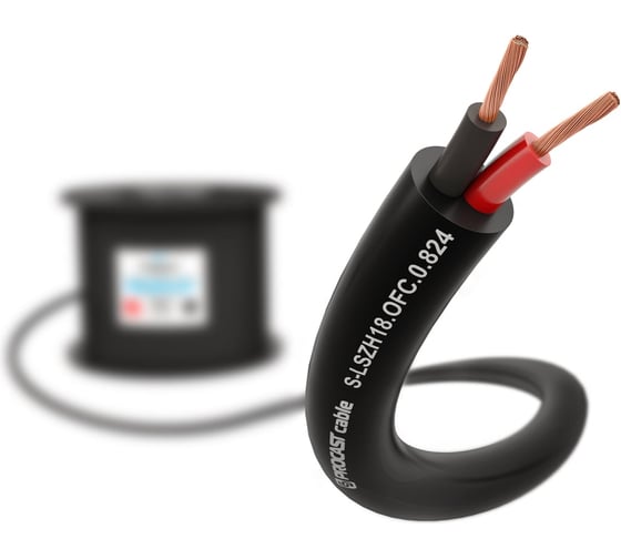 Изображение товара Акустический безгалогеновый LSZH кабель, 18 AWG (2x0,824 мм), OFC медь, 50 м, S-LSZH 18.OFC.0,824 PROCAST cable НФ-0001322